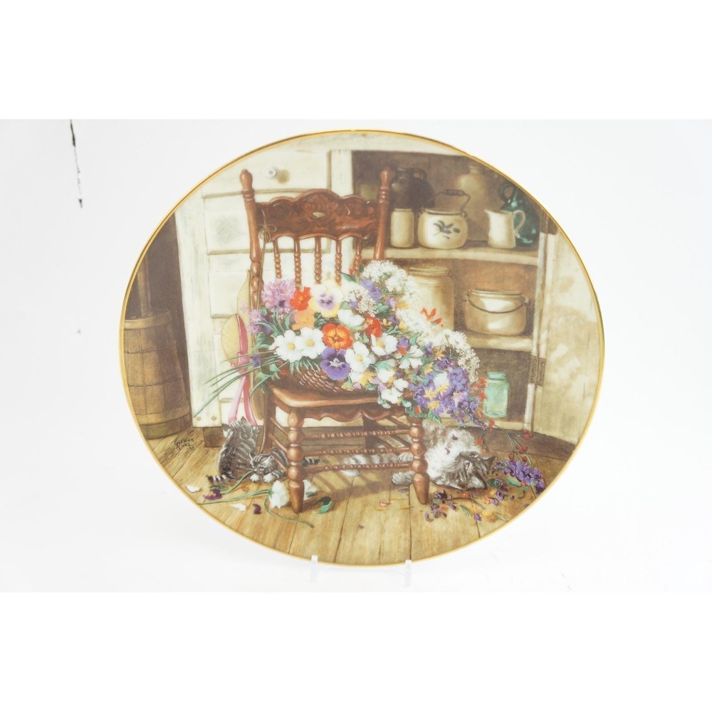 W.S. George Collector Plate Country Cuttings Glenna Kurz 1990 Cats Excellent